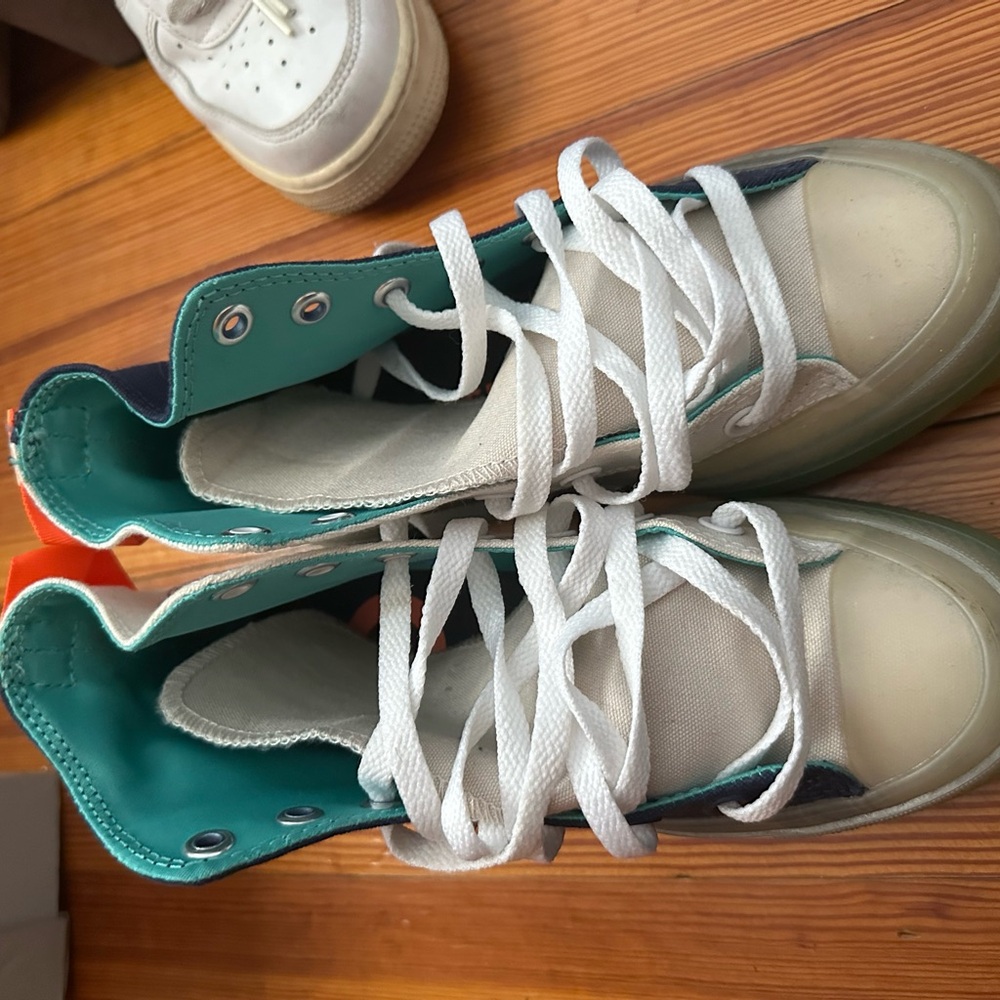 Converse Kids High-Top Sneakers - White and Teal